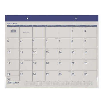 AT-A-GLANCE® Fashion Color Desk Pad, 22 X 17, Stone-blue Sheets, Blue Binding, Clear Corners, 12-month (jan To Dec): 2022 freeshipping - TVN Wholesale
